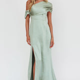 Bellissima Asymmetric Shoulder Maxi Dress Sage