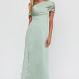 Bellissima Asymmetric Shoulder Maxi Dress Sage