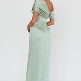 Bellissima Asymmetric Shoulder Maxi Dress Sage