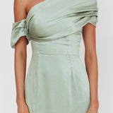 Bellissima Asymmetric Shoulder Maxi Dress Sage
