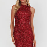 Helsi Backless Mini Dress Sequin Wine