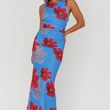 Helsi Low Back Maxi Dress Floral Blue