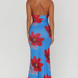 Helsi Low Back Maxi Dress Floral Blue