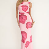 Helsi Low Back Maxi Dress Floral Pink
