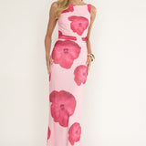 Helsi Low Back Maxi Dress Floral Pink