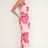 Helsi Low Back Maxi Dress Floral Pink