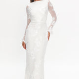 Helsi Long Sleeve Embellished Maxi Dress White