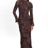 Helsi Long Sleeve Embellished Maxi Dress Brown