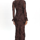 Helsi Long Sleeve Embellished Maxi Dress Brown