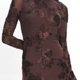 Helsi Long Sleeve Embellished Maxi Dress Brown