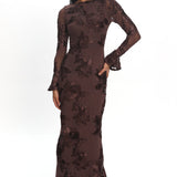 Helsi Long Sleeve Embellished Maxi Dress Brown