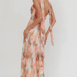 Helsi Cowl Back Maxi Dress Print Pink