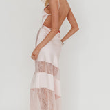 Helsi Low Back Lace Insert Maxi Dress Pink