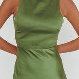Helsi Low Back Lace Insert Maxi Dress Forest Green