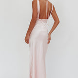 Good Intentions Cowl Neck Open Back Maxi Dress Pink