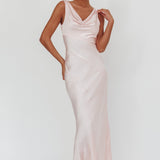 Good Intentions Cowl Neck Open Back Maxi Dress Pink