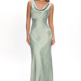 Good Intentions Cowl Neck Open Back Maxi Dress Sage