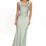 Good Intentions Cowl Neck Open Back Maxi Dress Sage