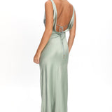Good Intentions Cowl Neck Open Back Maxi Dress Sage