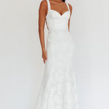 Autumn Moon Strappy Back Maxi Dress Textured White