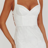 Autumn Moon Strappy Back Maxi Dress Textured White