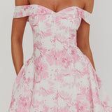 Courting Off-Shoulder Mini Dress Floral Pink