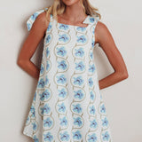 Annalee Tied Shoulder Mini Dress Floral Blue