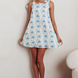 Annalee Tied Shoulder Mini Dress Floral Blue
