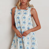 Annalee Tied Shoulder Mini Dress Floral Blue