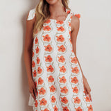 Annalee Tied Shoulder Mini Dress Floral Orange