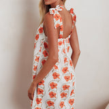Annalee Tied Shoulder Mini Dress Floral Orange