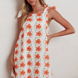 Annalee Tied Shoulder Mini Dress Floral Orange