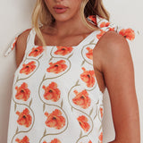 Annalee Tied Shoulder Mini Dress Floral Orange