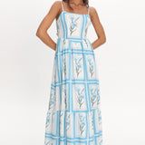 Newbury Bow Back Maxi Dress Floral Blue