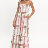 Newbury Bow Back Maxi Dress Floral Chocolate