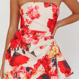 Minnesota Strapless Mini Dress Floral Red