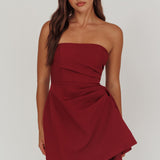 Minnesota Strapless Mini Dress Wine