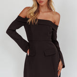 Laviniah Foldover Long Sleeve Mini Dress Black