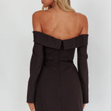 Laviniah Foldover Long Sleeve Mini Dress Black