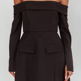 Laviniah Foldover Long Sleeve Mini Dress Black
