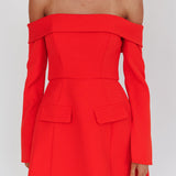 Laviniah Foldover Long Sleeve Mini Dress Red