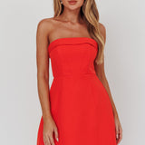 Laviniah Foldover Strapless Mini Dress Red