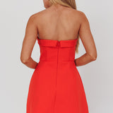 Laviniah Foldover Strapless Mini Dress Red