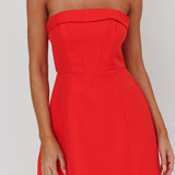 Laviniah Foldover Strapless Mini Dress Red