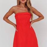 Laviniah Foldover Strapless Mini Dress Red