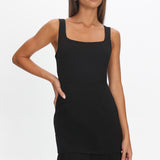 Lili Pleat Hem Mini Dress Black