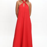 Cheer Twist Halterneck Maxi Dress Red