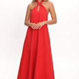 Cheer Twist Halterneck Maxi Dress Red