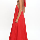 Cheer Twist Halterneck Maxi Dress Red
