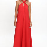 Cheer Twist Halterneck Maxi Dress Red